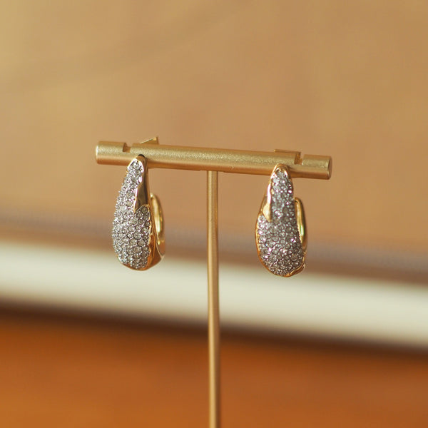 U-Shaped Gold Earrings with Zirconia - Zafari Studio Jewelry