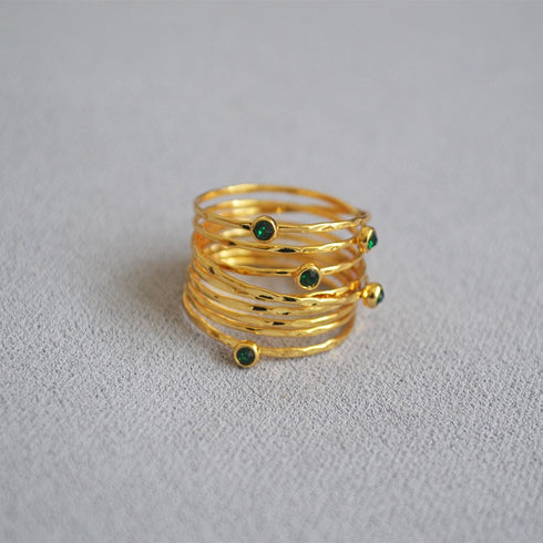 Twisted Green Cubic Zirconia Layered Ring - Zafari Studio Jewelry