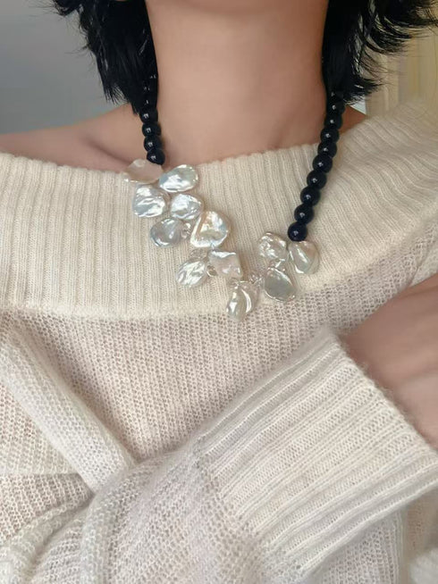 Petal Baroque Pearl & Agate Statement Necklace - Necklaces | ZAFARI Studio Jewelry