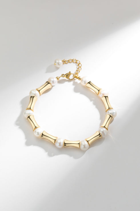 Bamboo Chain Pearl Bracelet - Zafari Studio Jewelry