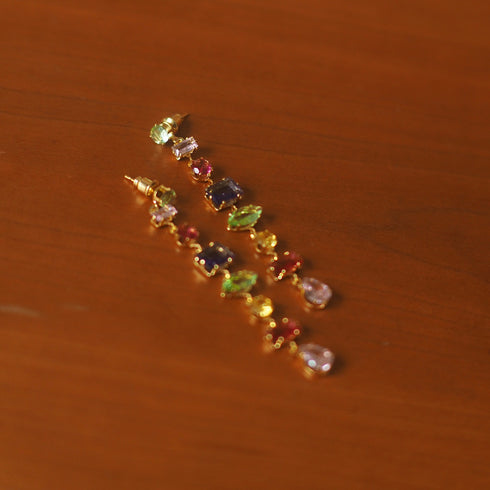 Colored Crystal Long Earrings - Zafari Studio Jewelry