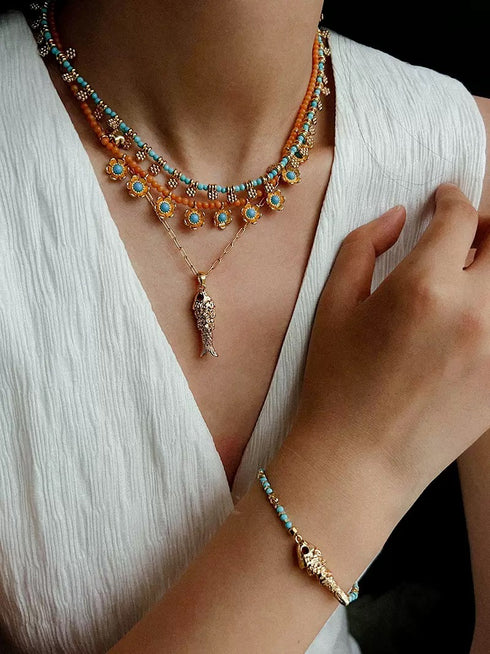 Gold Fish Pendant Necklace - Zafari Studio Jewelry