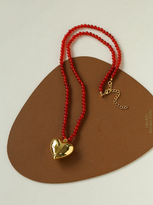 Gold & Silver Heart Onyx Necklace - Zafari Studio - Zafari Jewlery