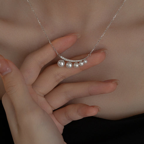 Crescent Moon Pearl Gradient Necklace - Zafari Studio Jewelry