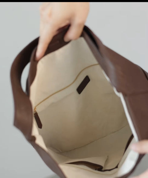 Lilian Genuine Leather Sheepskin Minimalist Style Tote Bag - Zafari Studio Jewelry