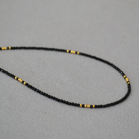 Gold-Plated Choker with Sparkling Black Crystals - Zafari Studio Jewelry