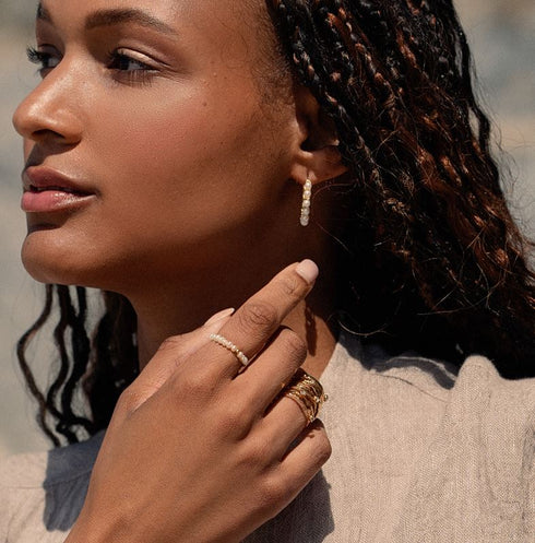 SCARLETT Beaded Pearl Ring 14K Yellow Gold - Zafari Studio Jewelry