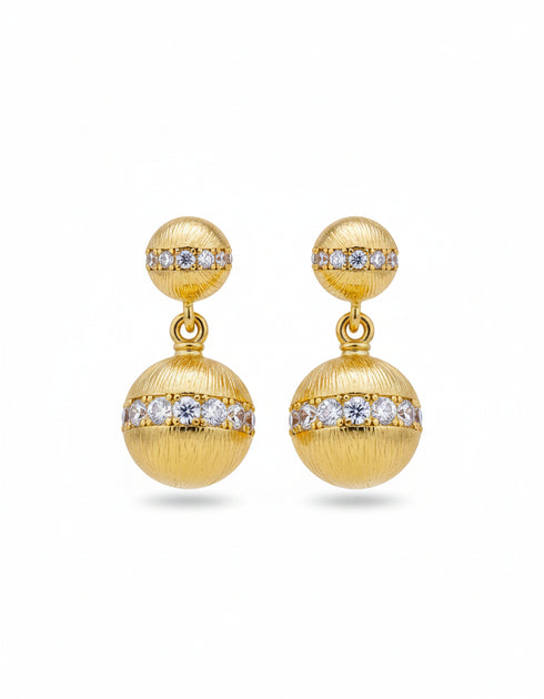 Gold Sphere Zirconia Earrings