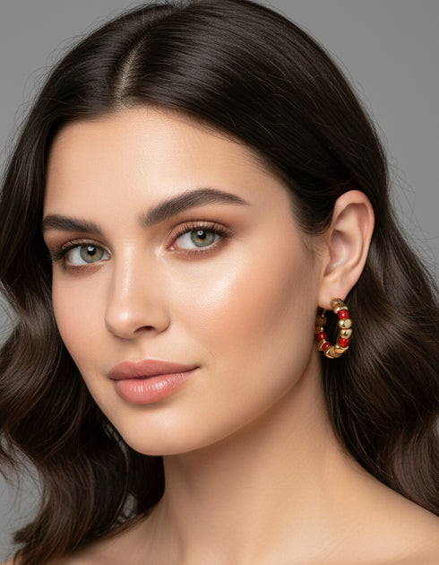 Beaded Color Hoop Earrings