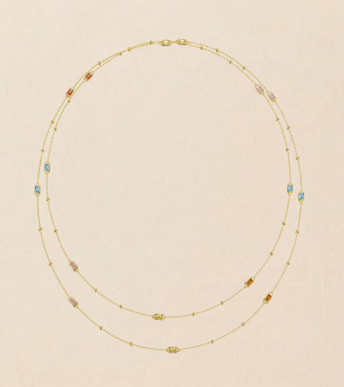 Layered Crystal Necklace Sterling Silver