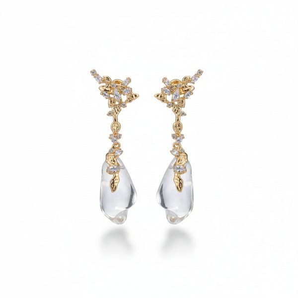Irregular Clear Crystal Drop Earrings