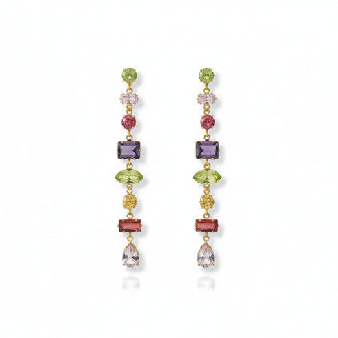 Colorful Crystal Long Drop Earrings