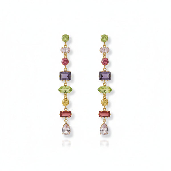 Colorful Crystal Long Drop Earrings