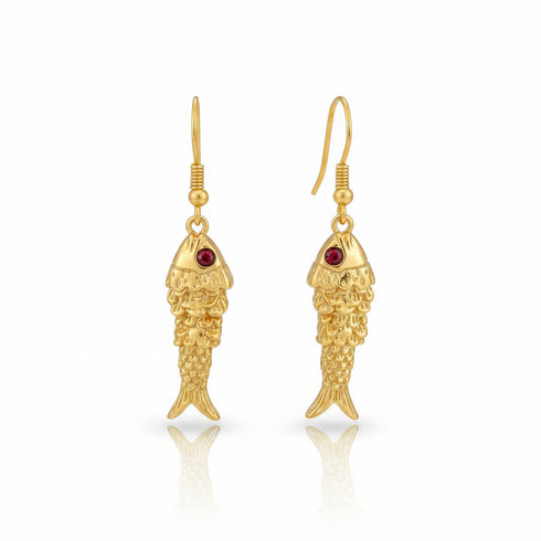 Koi Fish Gold Hook Earrings