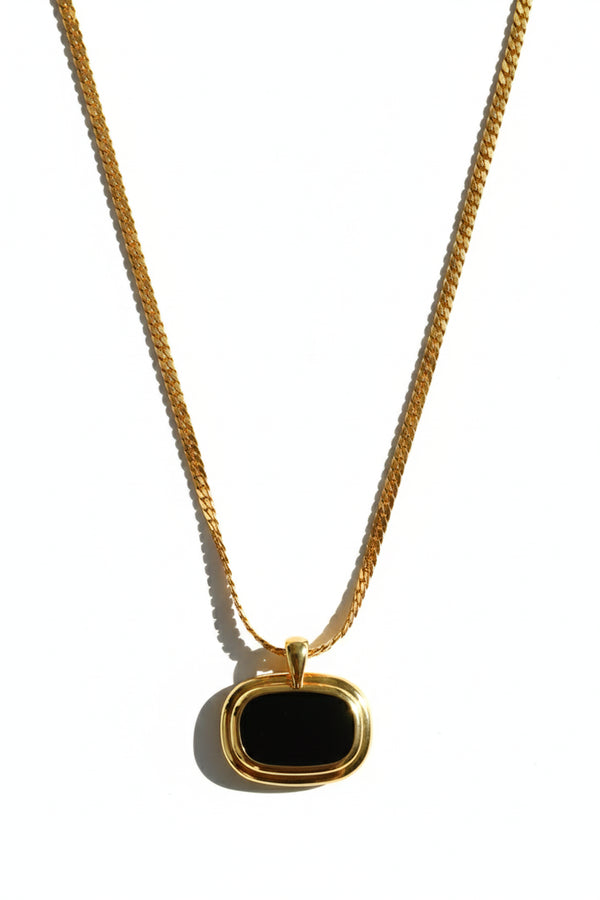 Black Enamel C Hoop Earrings & Necklace Set