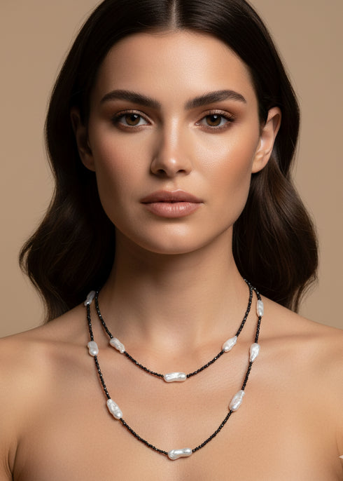 Noir Spinel Pearl Necklace