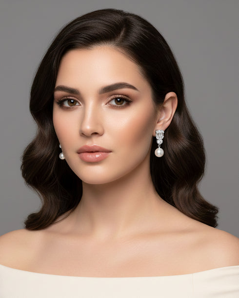 Crystal Pearl Drop Earrings