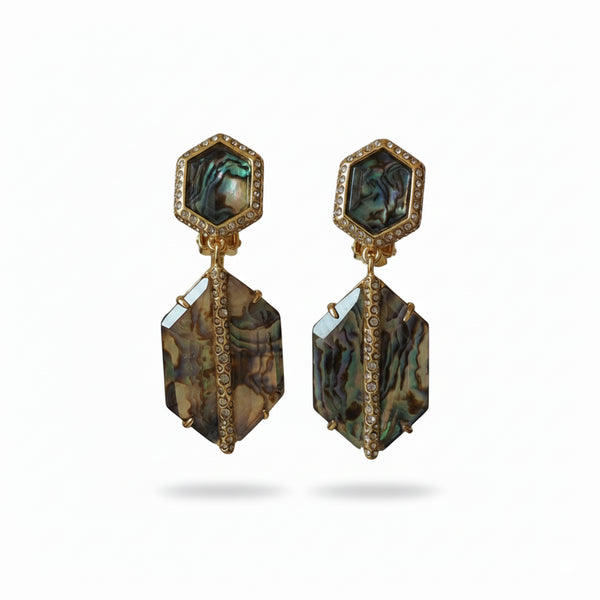 Abalone Shell Ear Clip Earrings