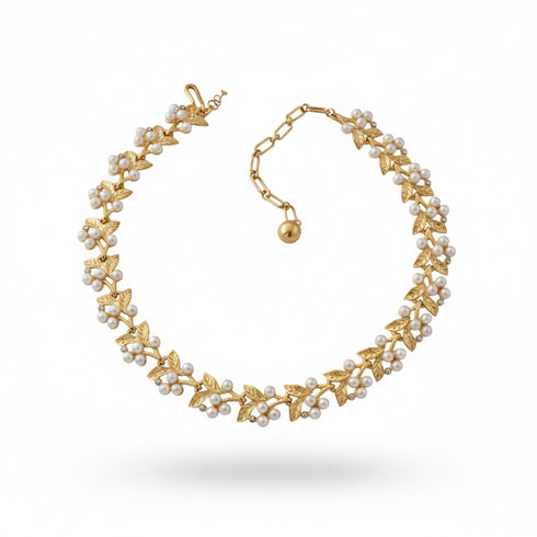 Leaf Pearl Necklace, Earrings, or Full Set