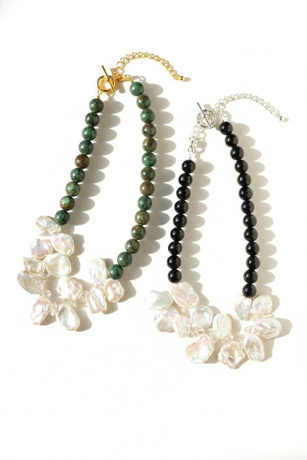Petal Baroque Pearl & Agate Statement Necklace