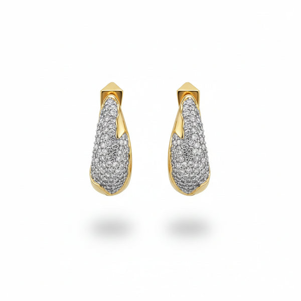 Gold Teardrop Zirconia Pave Earrings