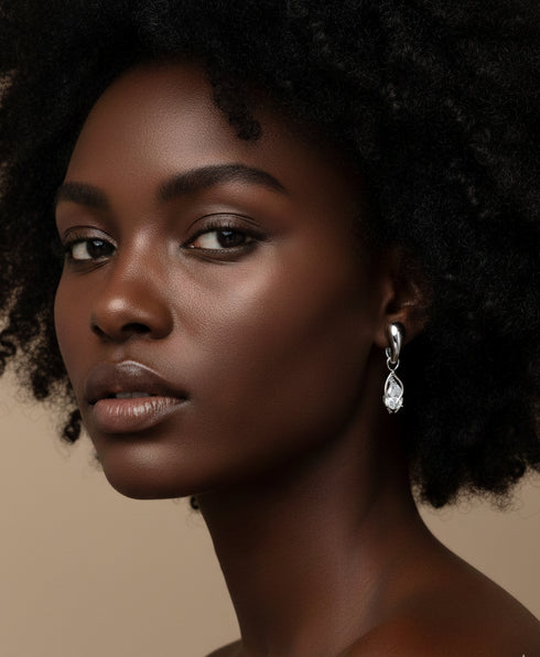 Petal Drop Zirconia Earrings