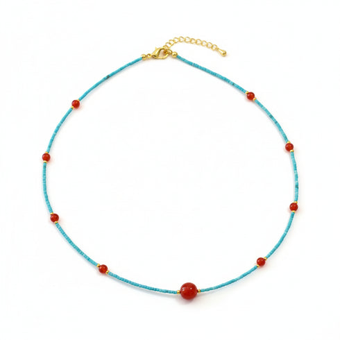 Turquoise Red Accent Necklace
