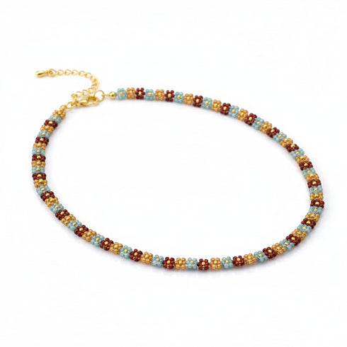 Boho Flower Beaded Bracelet, Necklace or Full Set