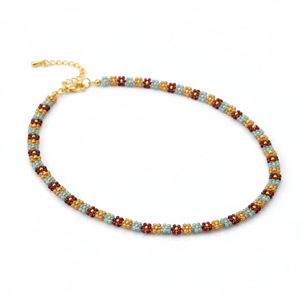 Boho Flower Beaded Bracelet, Necklace or Full Set