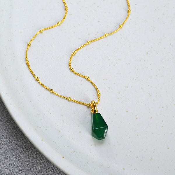 Green Agate Pendant Necklace, Earrings or Full Set - Zafari Studio Jewelry