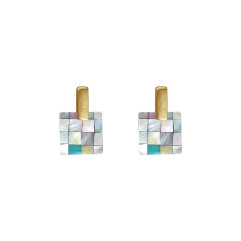 Mosaic Mother of Pearls Shell Earrings - Zafari Studio Jewelry