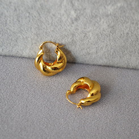 Thick Twist Gold Hoop Earrings - Zafari Studio - Zafari Jewlery