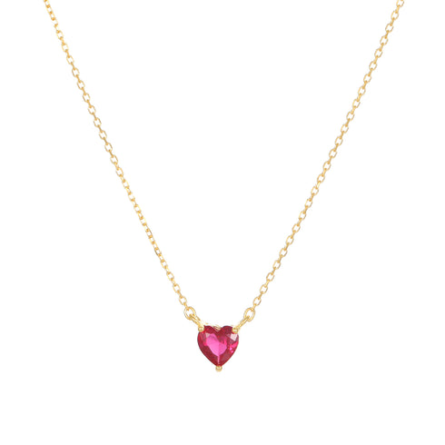 Rose Red Heart Zirconia Pendant Necklace