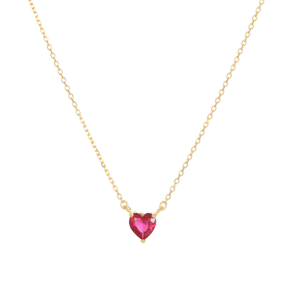 Rose Red Heart Zirconia Pendant Necklace