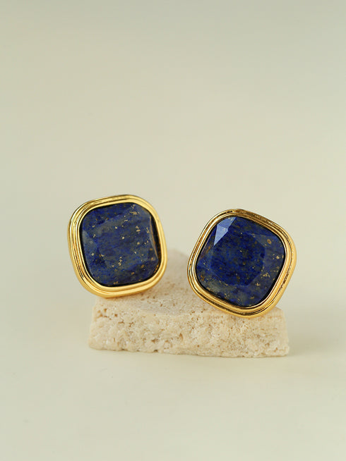 Geometric Gemstone Stud Earrings