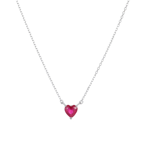 Rose Red Heart Zirconia Pendant Necklace