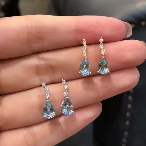 Aquamarine Drop Zirconia Earrings