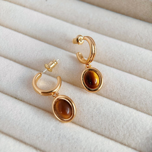 Teardrop Tiger's Eye Stone Drop Earrings (Copy) - Earrings | ZAFARI Studio Jewelry
