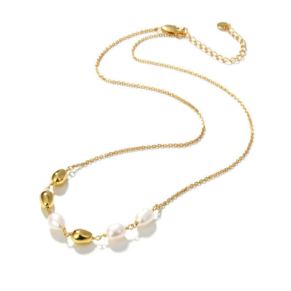 Gold Bean Pearl Necklace - Zafari Studio Jewelry