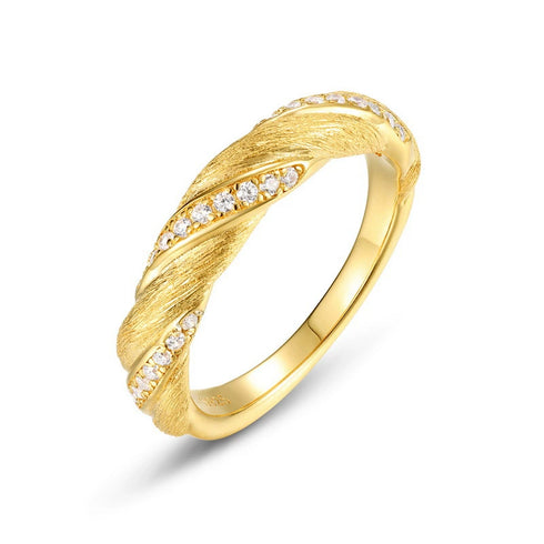 Brushed Cubic Zirconia Ring - Zafari Studio Jewelry