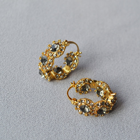 Crystal Flower Hoop Earrings - Earrings | ZAFARI Studio Jewelry