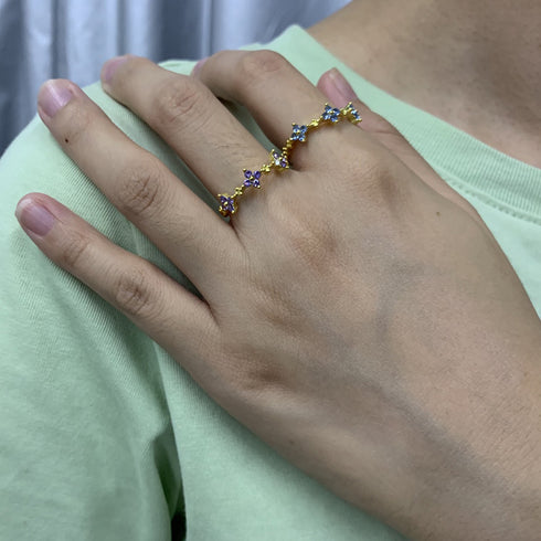 Zirconia Flower Ring Open Closure - Zafari Studio Jewelry