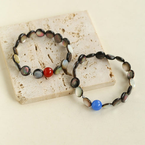 Grey Shell Button Agate Bead Bracelet - Zafari Studio Jewelry