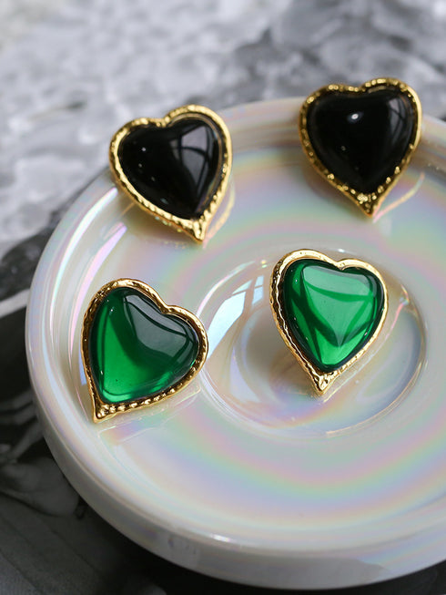 Crystal Heart Stud Earrings
