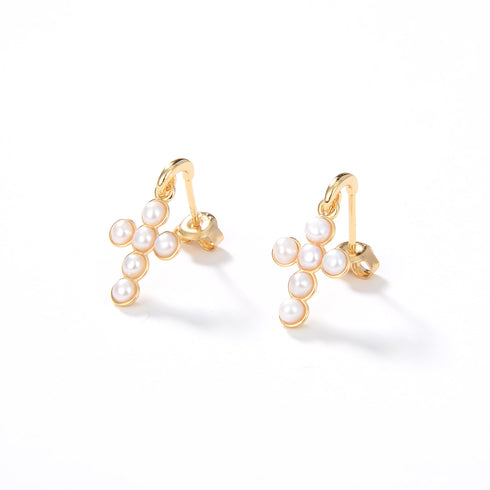 Cross Pearls Earrings - Zafari Studio Jewelry