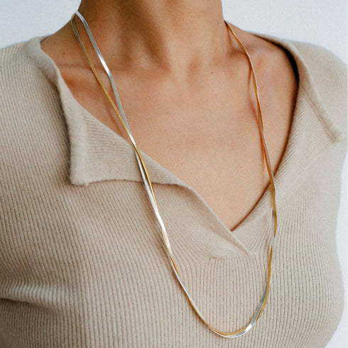 Mixed Metal Snake Chain Necklace - Necklaces | ZAFARI Studio Jewelry