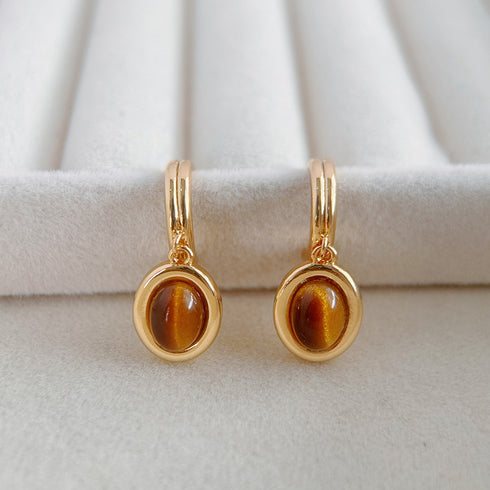 Teardrop Tiger's Eye Stone Drop Earrings (Copy) - Earrings | ZAFARI Studio Jewelry