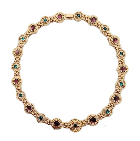 Vintage Crystal Coin Necklace, Bracelet, and Earrings or Full Set - Zafari Studio Jewelry