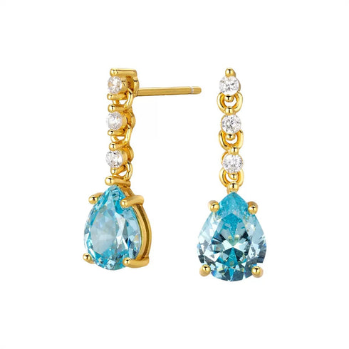 Aquamarine Drop Zirconia Earrings