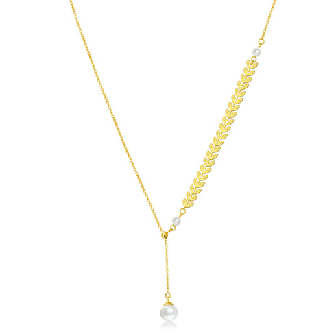 Laurel Leaf Pearl Drop Necklace, Earrings, or Full Set - Zafari Studio Jewelry